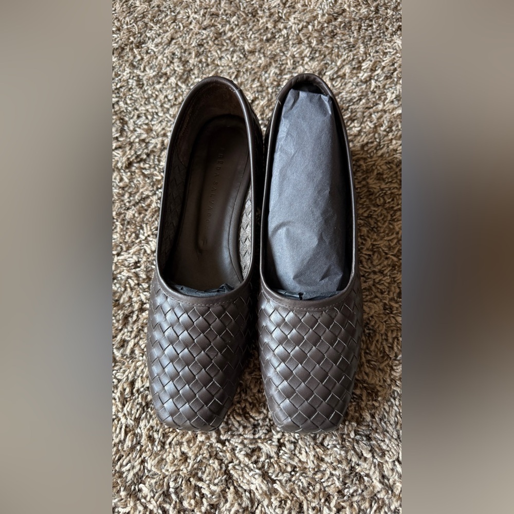 Freda Salvador Jayla Brown Woven Ballet Heel Sz 8